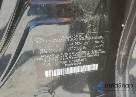 2017 Hyundai Elantra Se from USA, damaged, VIN 5NPD84LF7HH014834